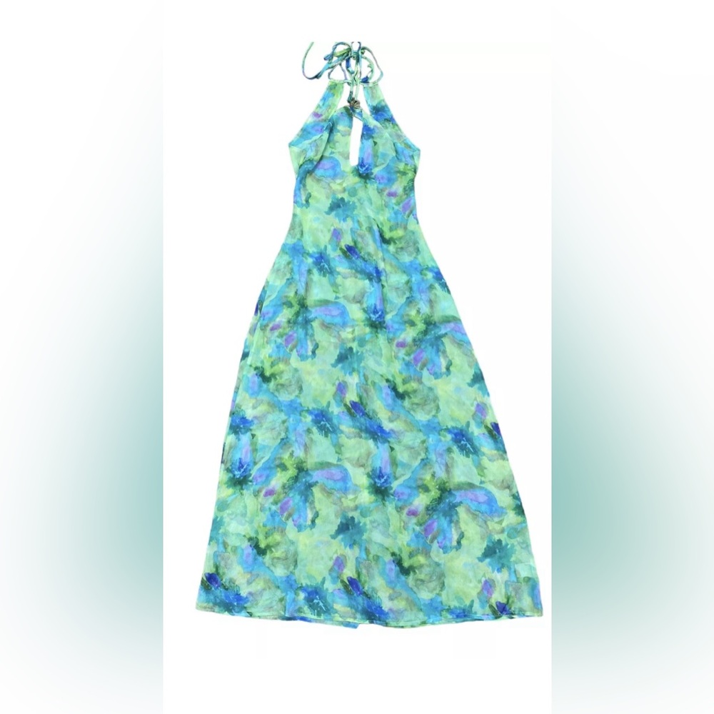 For Love and Lemons Dress Green Blue Purple Halter Maxi Sleeveless New NWT Sz S
